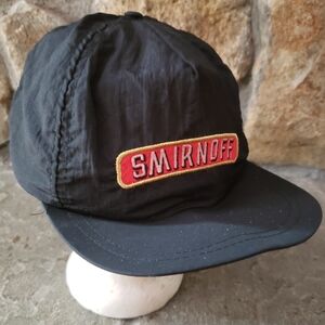 Black Smirnoff Cap Vintage Advertising Hat Black Nylon